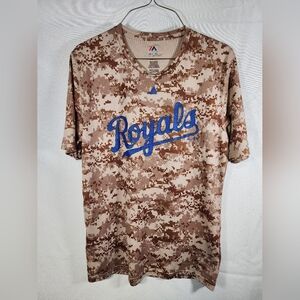 Boys *KANSAS CITY ROYALS* Majestic Cool Base S/S Athletic T-Shirt Tee XL Camo